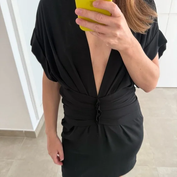 IRO PARIS “Gastona” Black Low-Cut Mini Dress Size 34 XS 0 2 - Picture 5 of 12